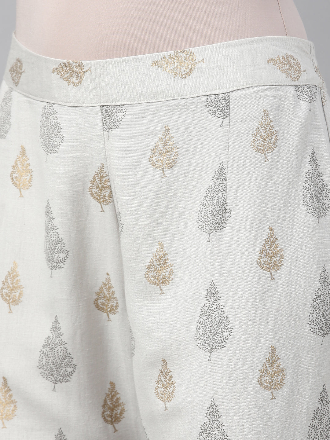 Neerus Grey cotton printed palazzo - detail view 5
