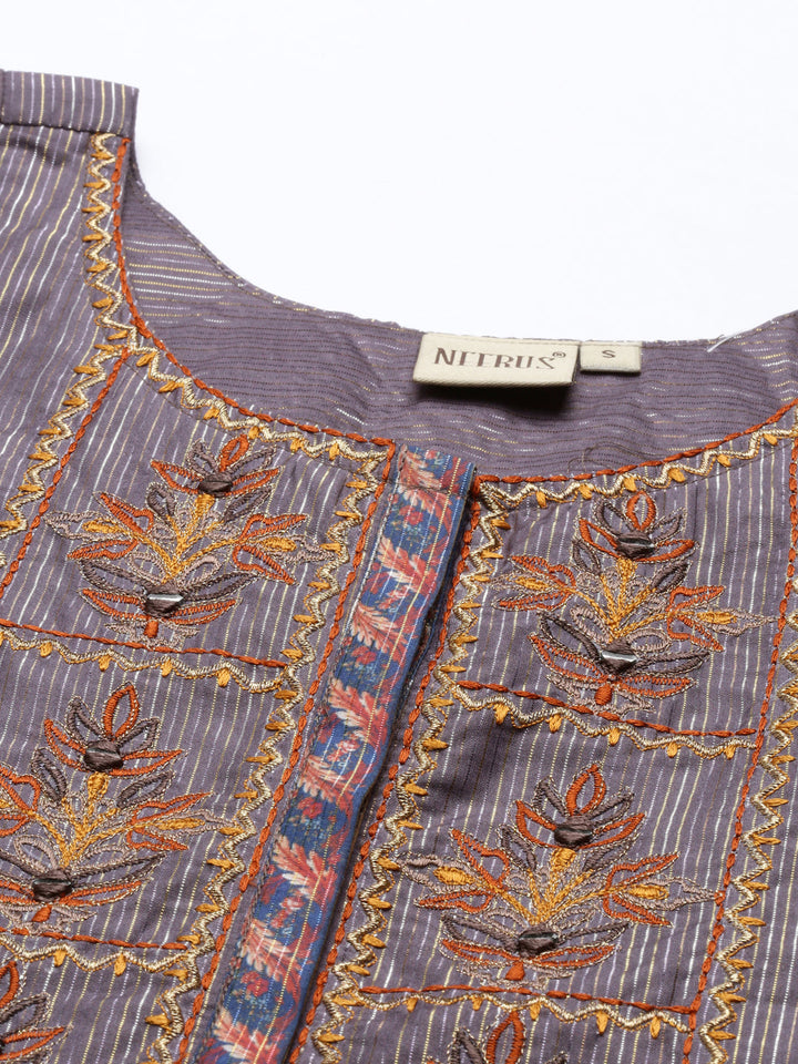 Neerus Grey modal printed kurti - detail view 4
