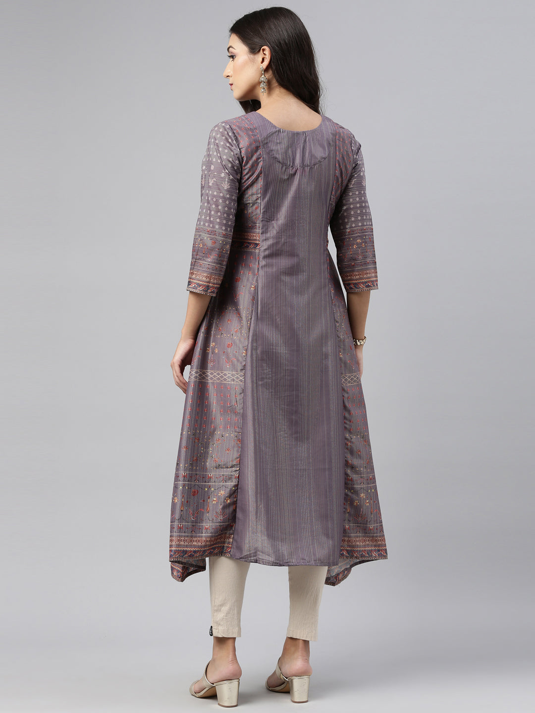 Neerus Grey modal printed kurti - detail view 1