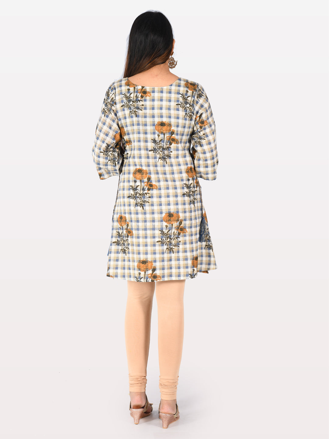 Neerus Multi cotton printed A-Line kurti - side view
