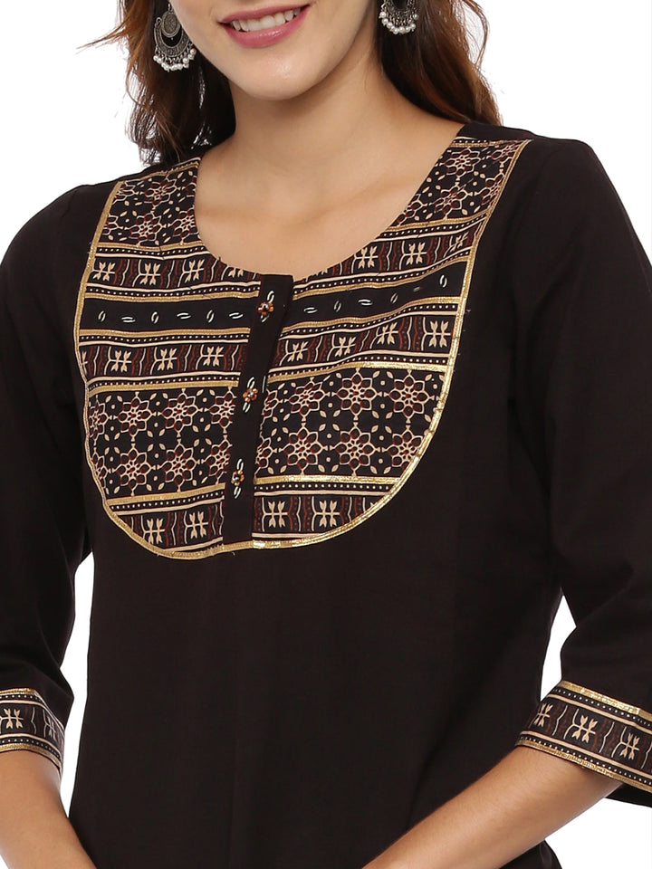 Neerus Brown georgette printed sharara set - back view