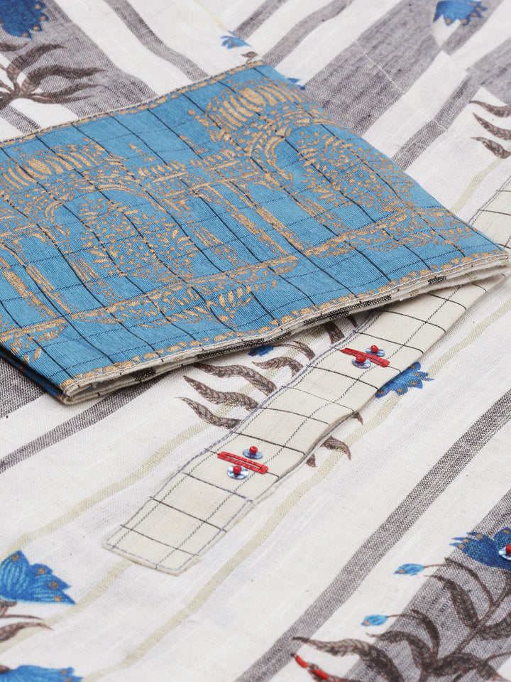 Neerus Grey embroidered flared kurta - detail view 1