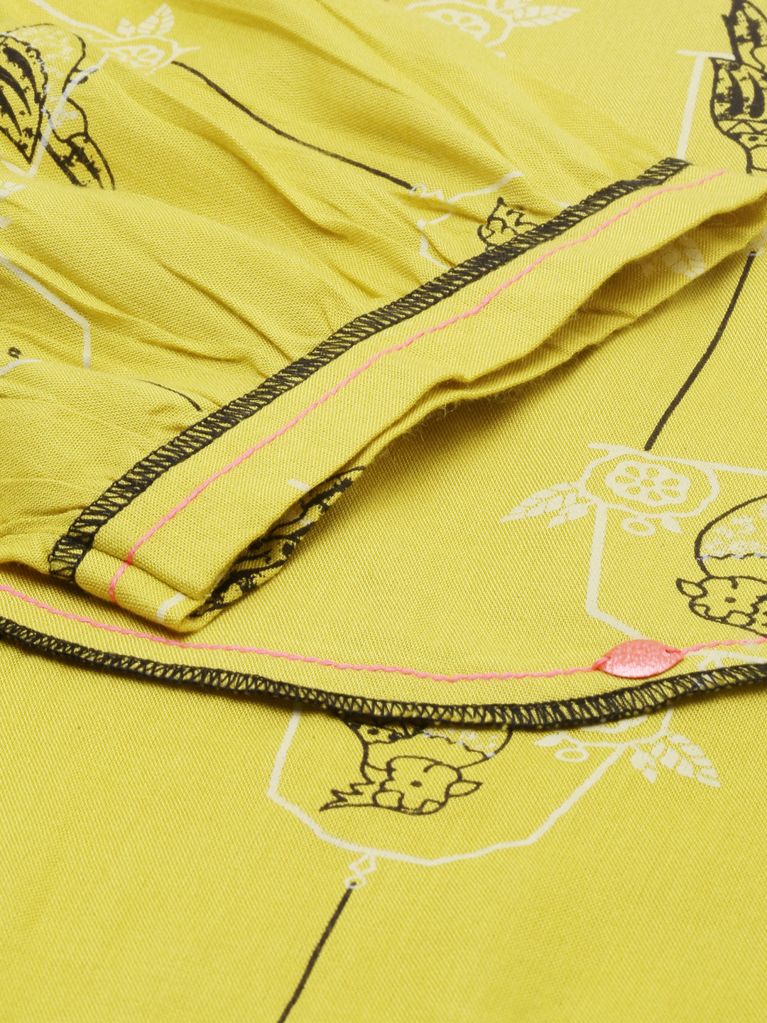Neerus Green viscose rayon printed high-low kurti - detail view 1