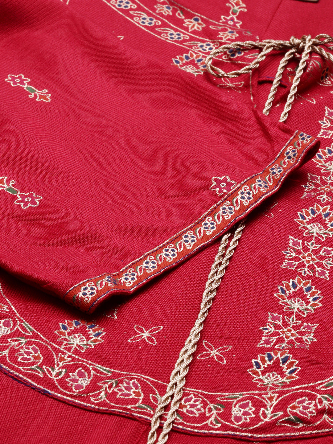 Neerus Red printed straight kurta - back view