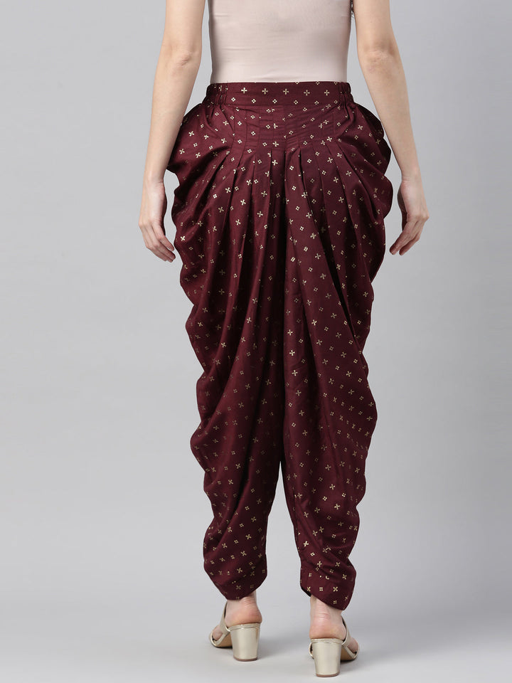 Neerus Maroon lorex dhoti pants - detail view 2