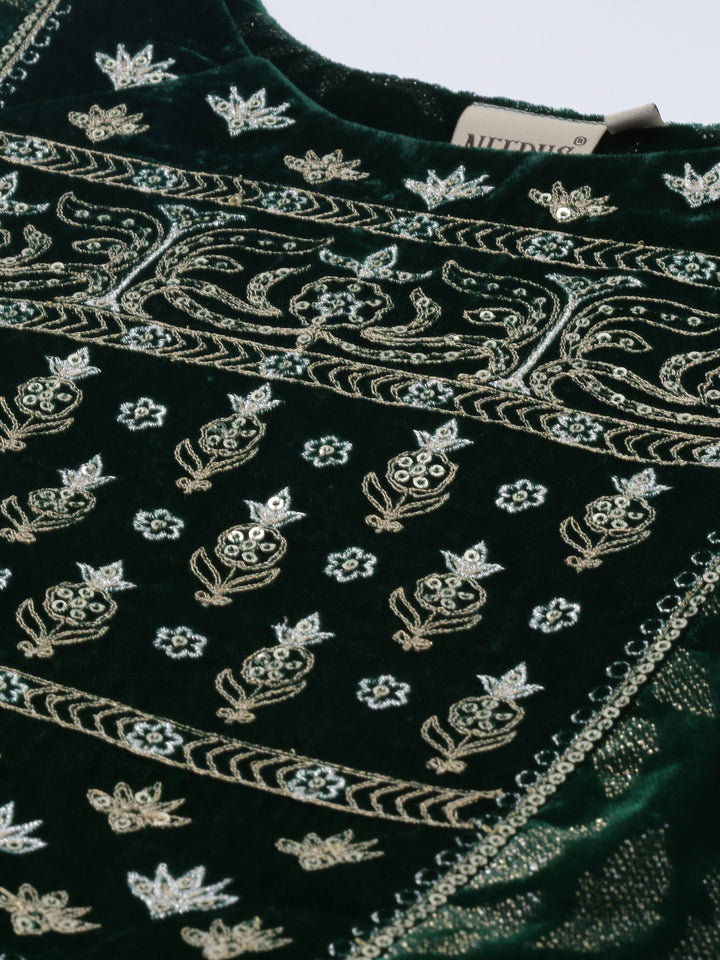 Neerus Green embellished flared kurta - side view