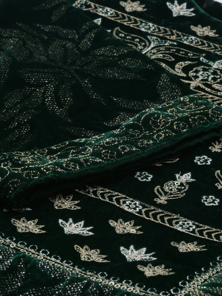 Neerus Green embellished flared kurta - detail view 1