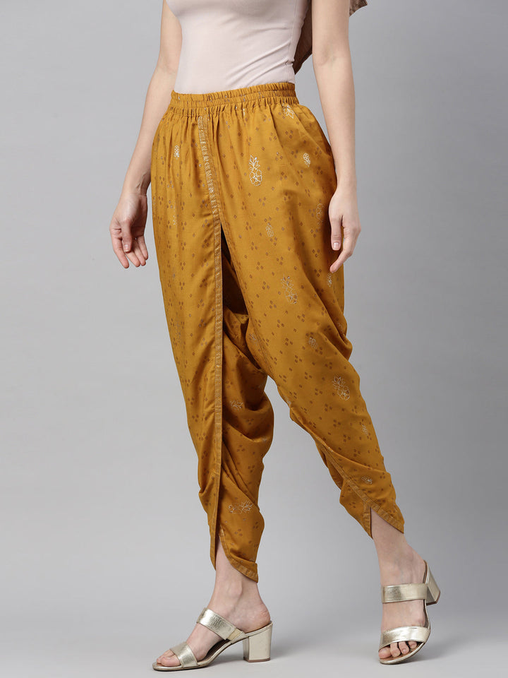 Neerus Yellow muslin dhoti bottom - side view