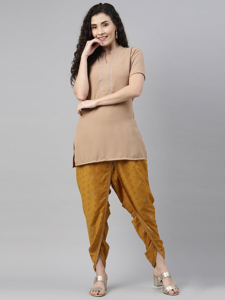 Neerus Yellow muslin dhoti bottom - back view