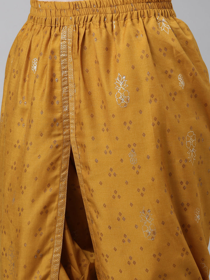 Neerus Yellow muslin dhoti bottom - detail view 5