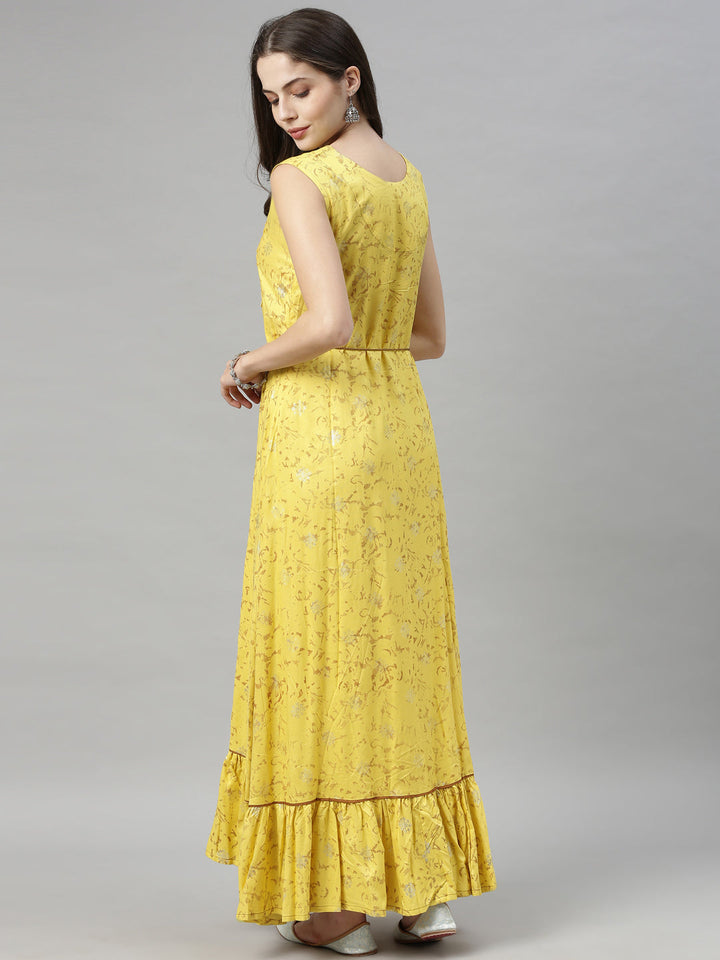 Neerus Yellow embellished anarkali kurti - detail view 2