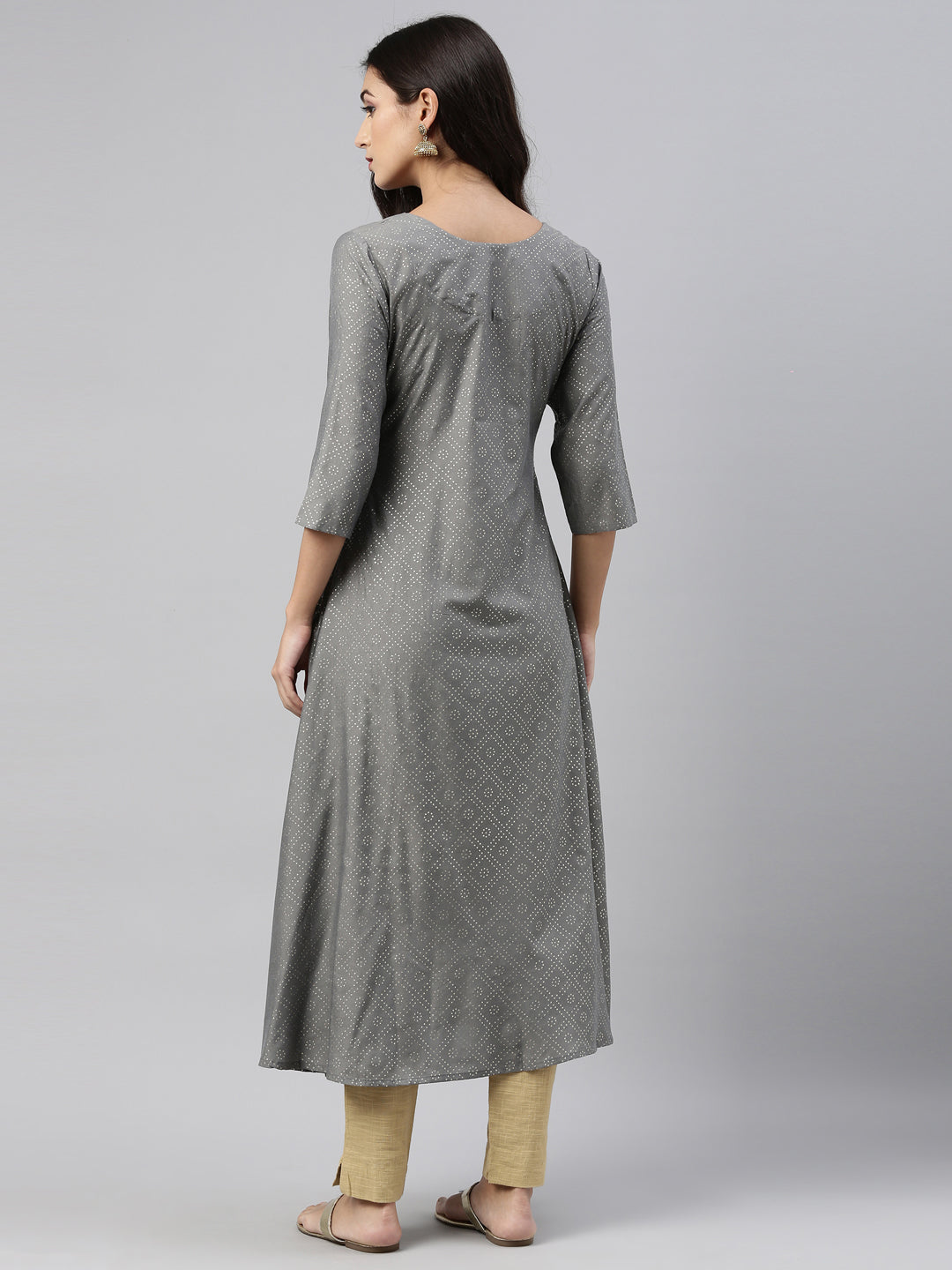 Neerus Grey muslin straight kurti - detail view 1