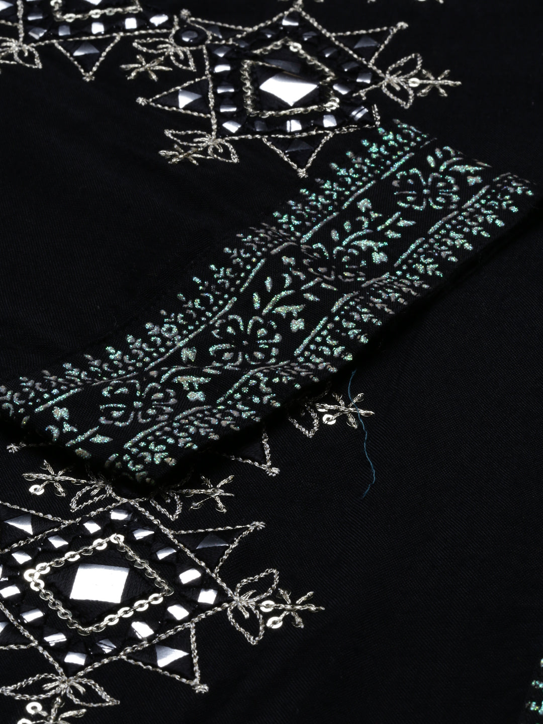 Neerus Black shantoon straight kurti tunic - side view