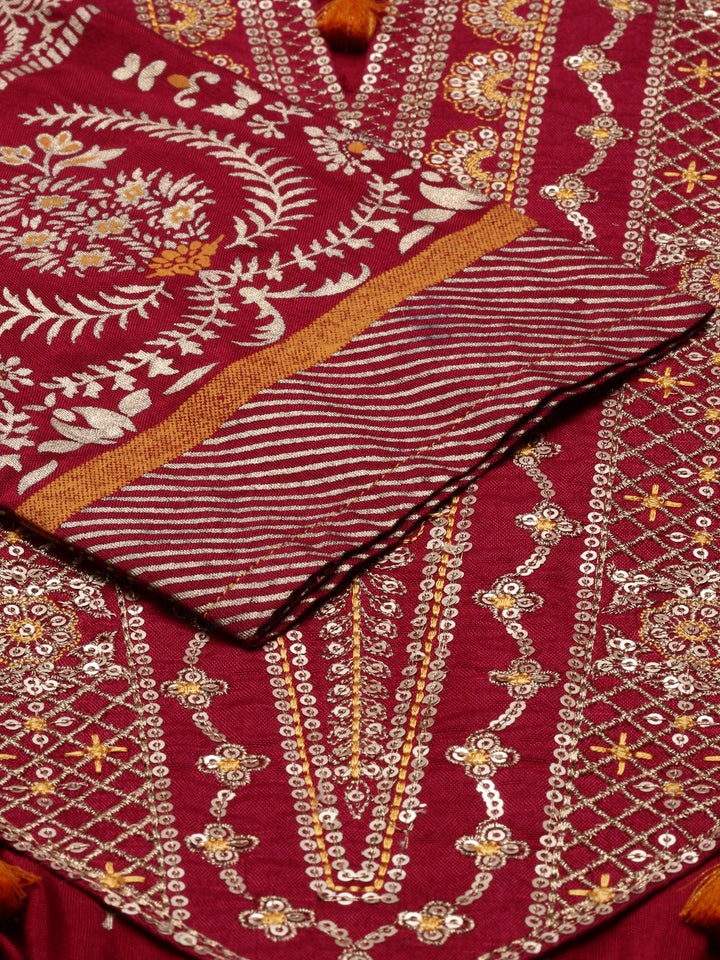 Neerus Maroon Shantoon printed Anarkali kurti - side view