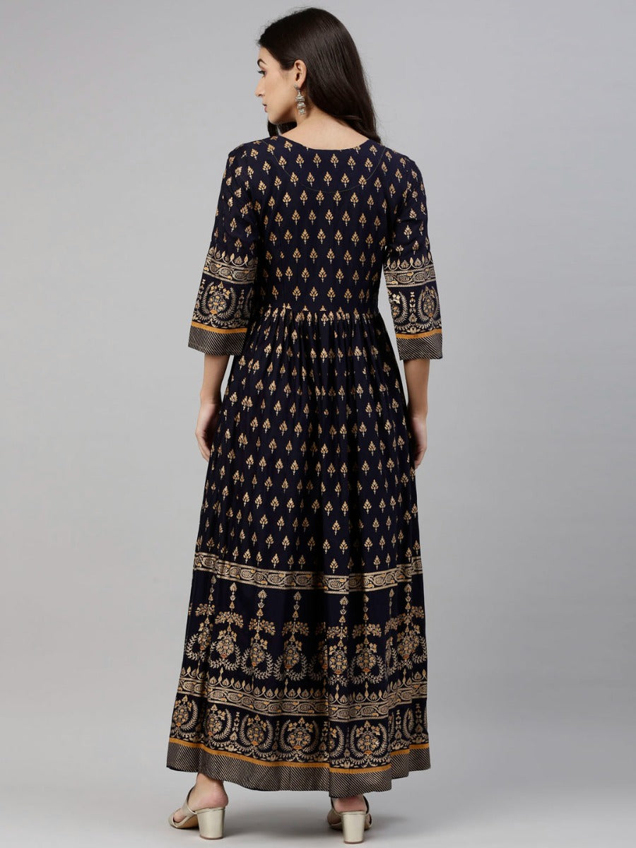 Neerus Blue shantoon printed kurti - detail view 2