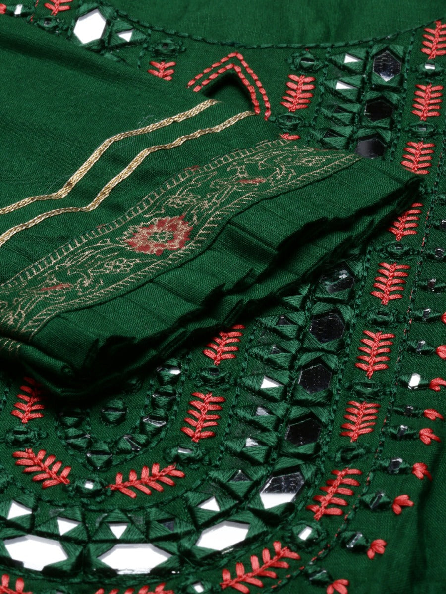 Neerus Green viscose rayon solid kurti - detail view 2