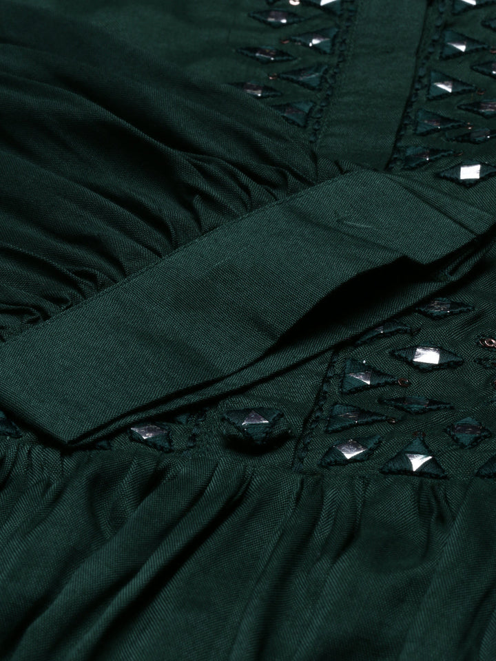 Neerus Green shantoon printed kurti tunic - side view