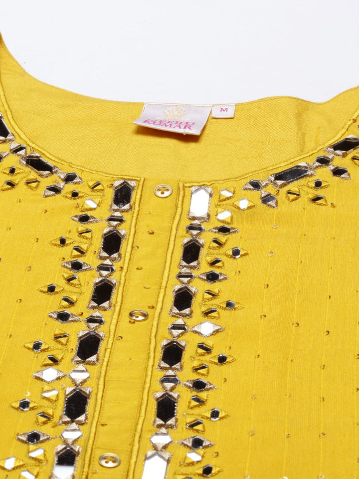 Neerus Yellow Chanderi Kurti - back view