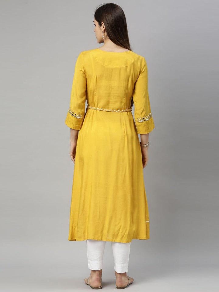 Neerus Yellow Chanderi Kurti - detail view 3