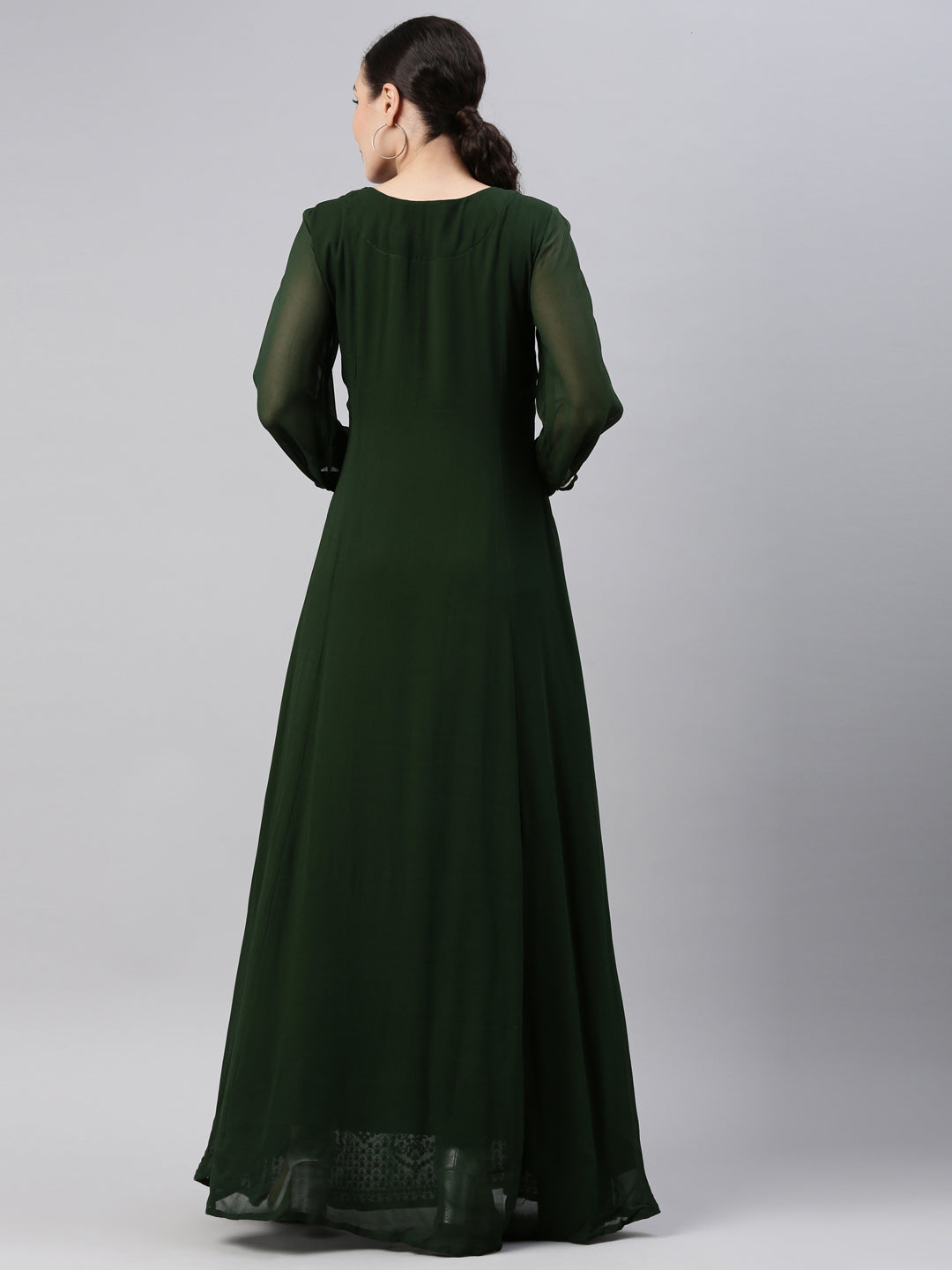 Neerus Green georgette straight kurta - detail view 2