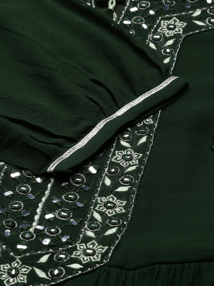 Neerus Green georgette straight kurta - detail view 13
