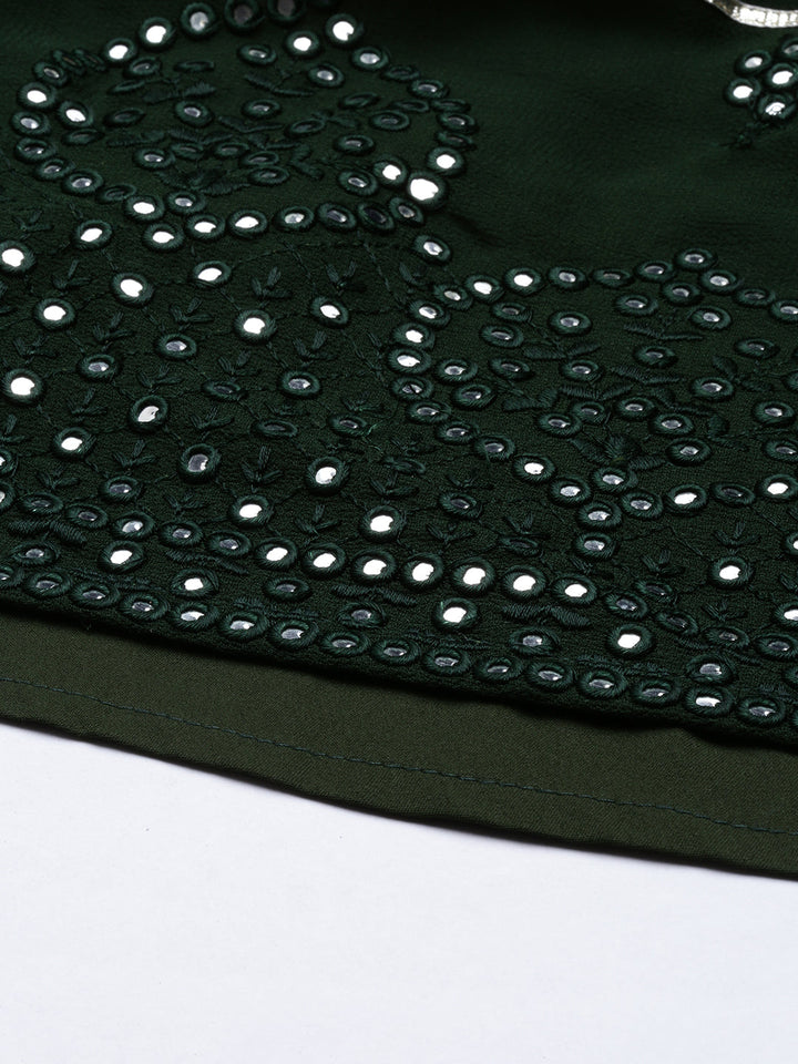 Neerus Green georgette straight kurta - detail view 6