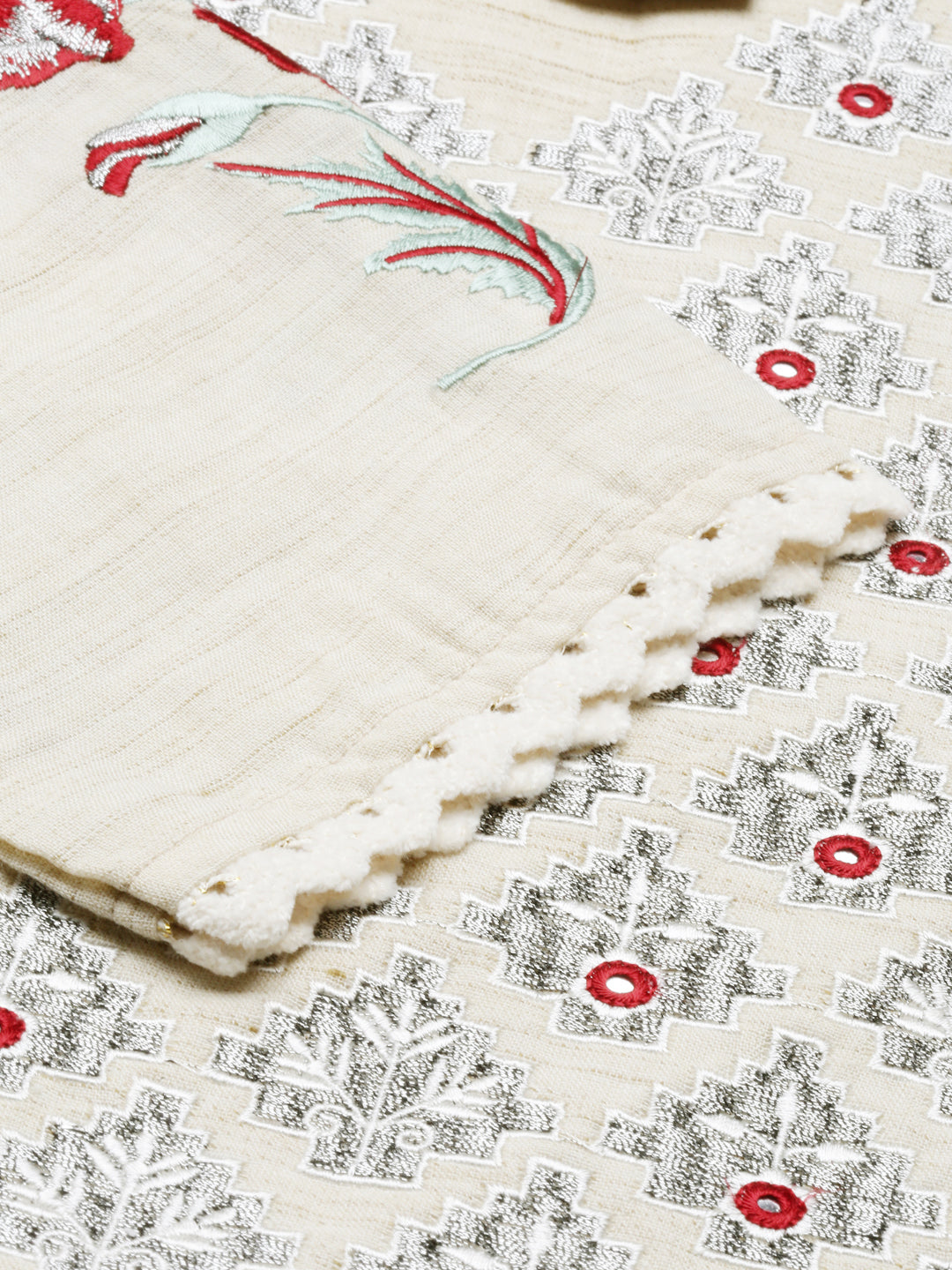 Neerus Beige cotton solid kurti - back view