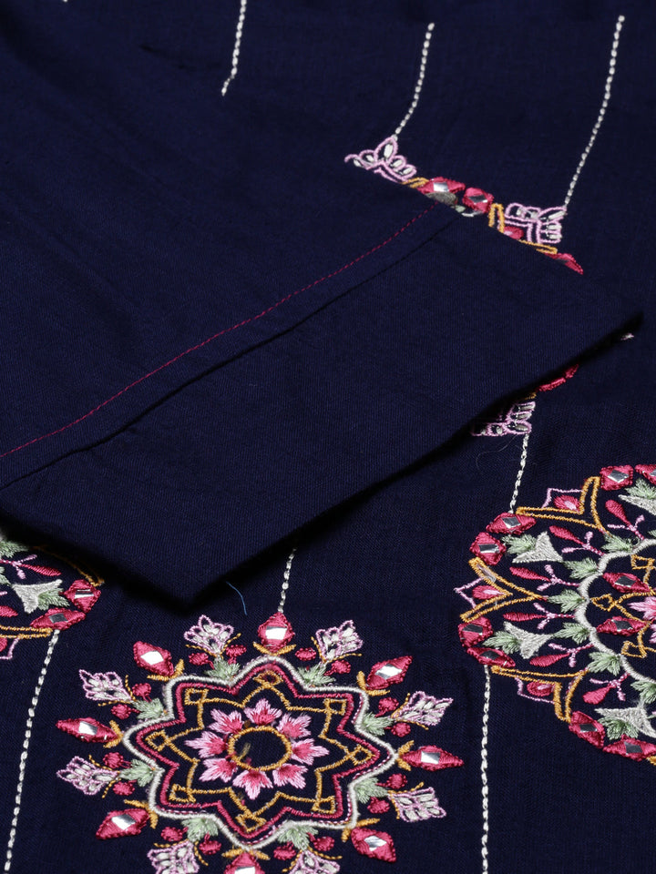 Neerus Blue viscose rayon solid kurti - side view