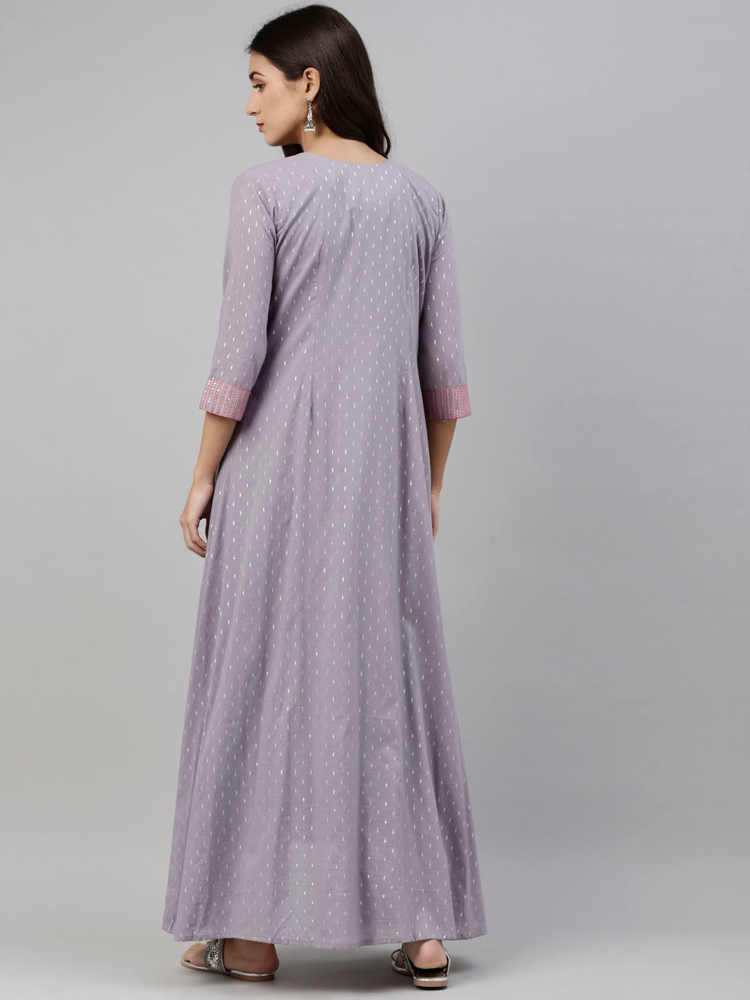 Neerus Grey cotton solid kurti tunic - detail view 4