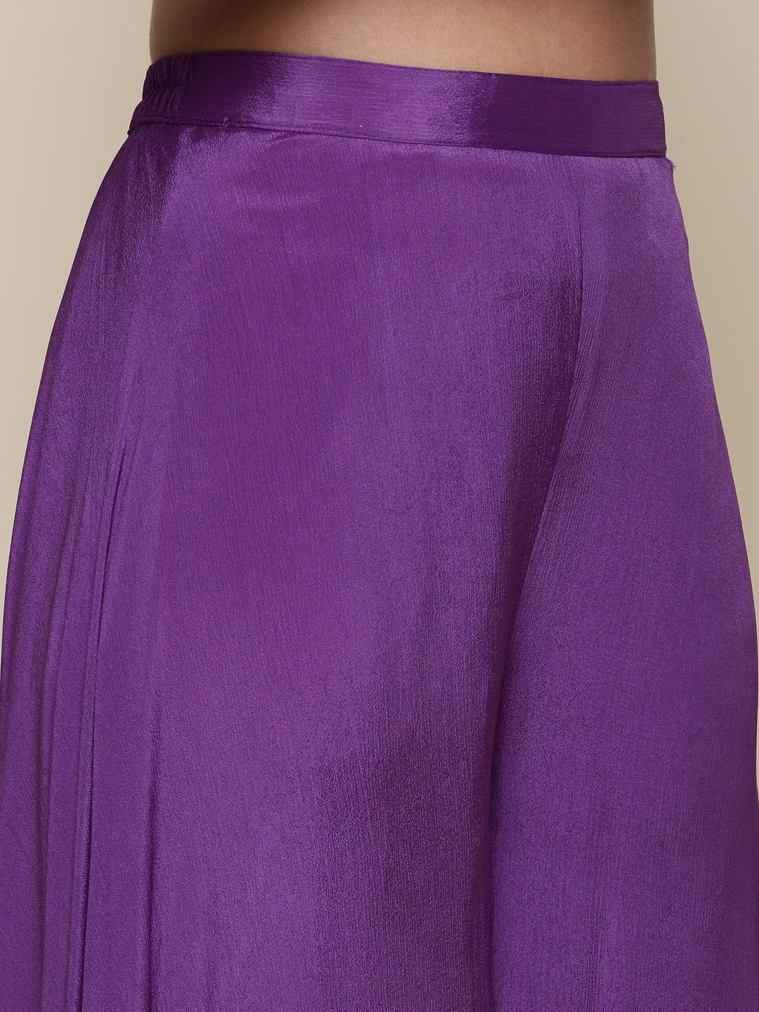 Neerus Purple georgette crop top palazzo co-ord set - detail view 3