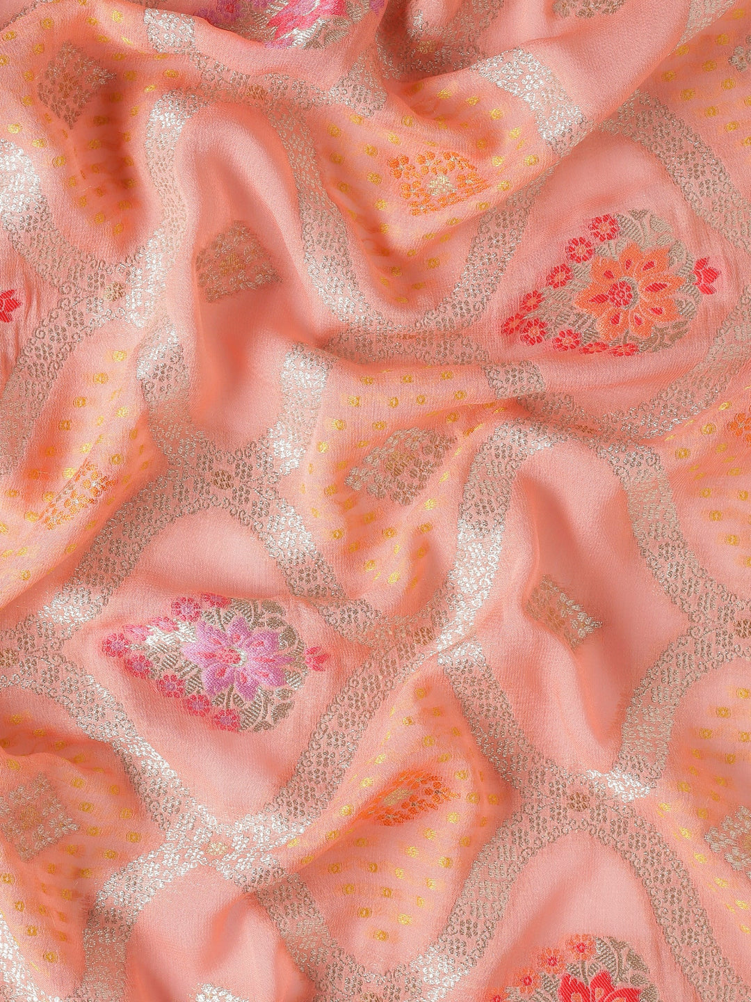 Neerus Pink Banarasi woven saree - detail view 4