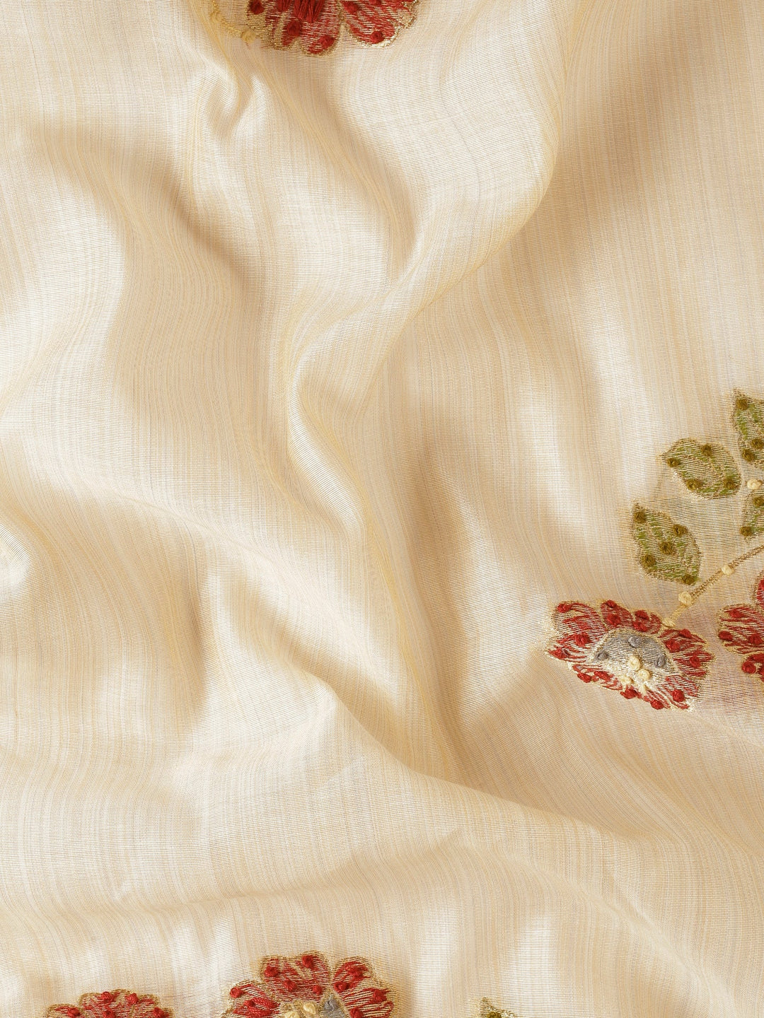 Neerus Beige Chanderi embellished saree - detail view 4