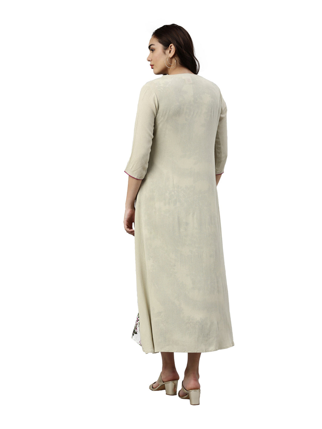 Neerus Green chiffon printed kurta - detail view 2