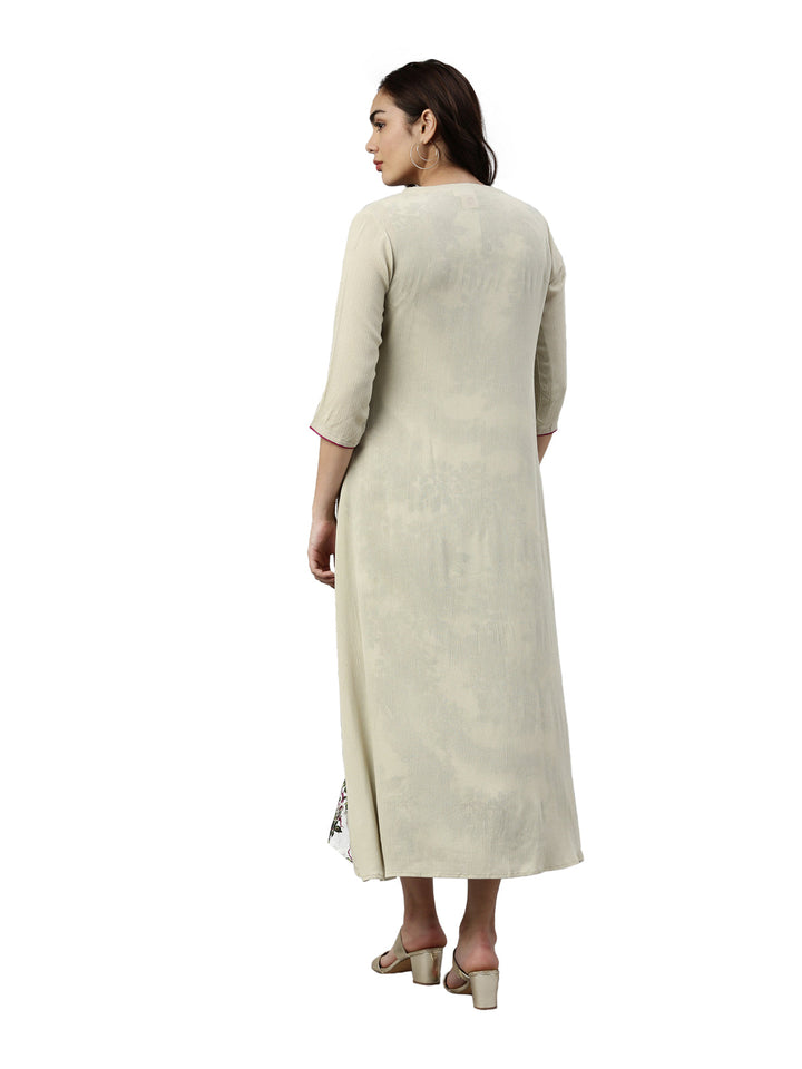 Neerus Green chiffon printed kurta - detail view 2