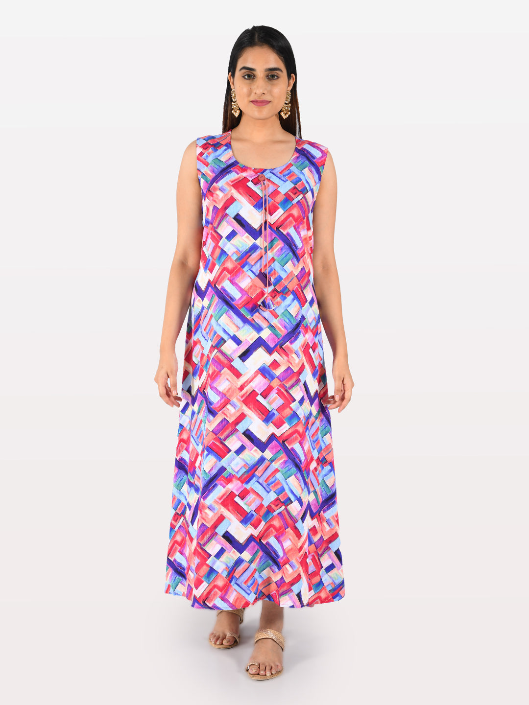 Neerus Orange printed A-Line kurta - detail view 6