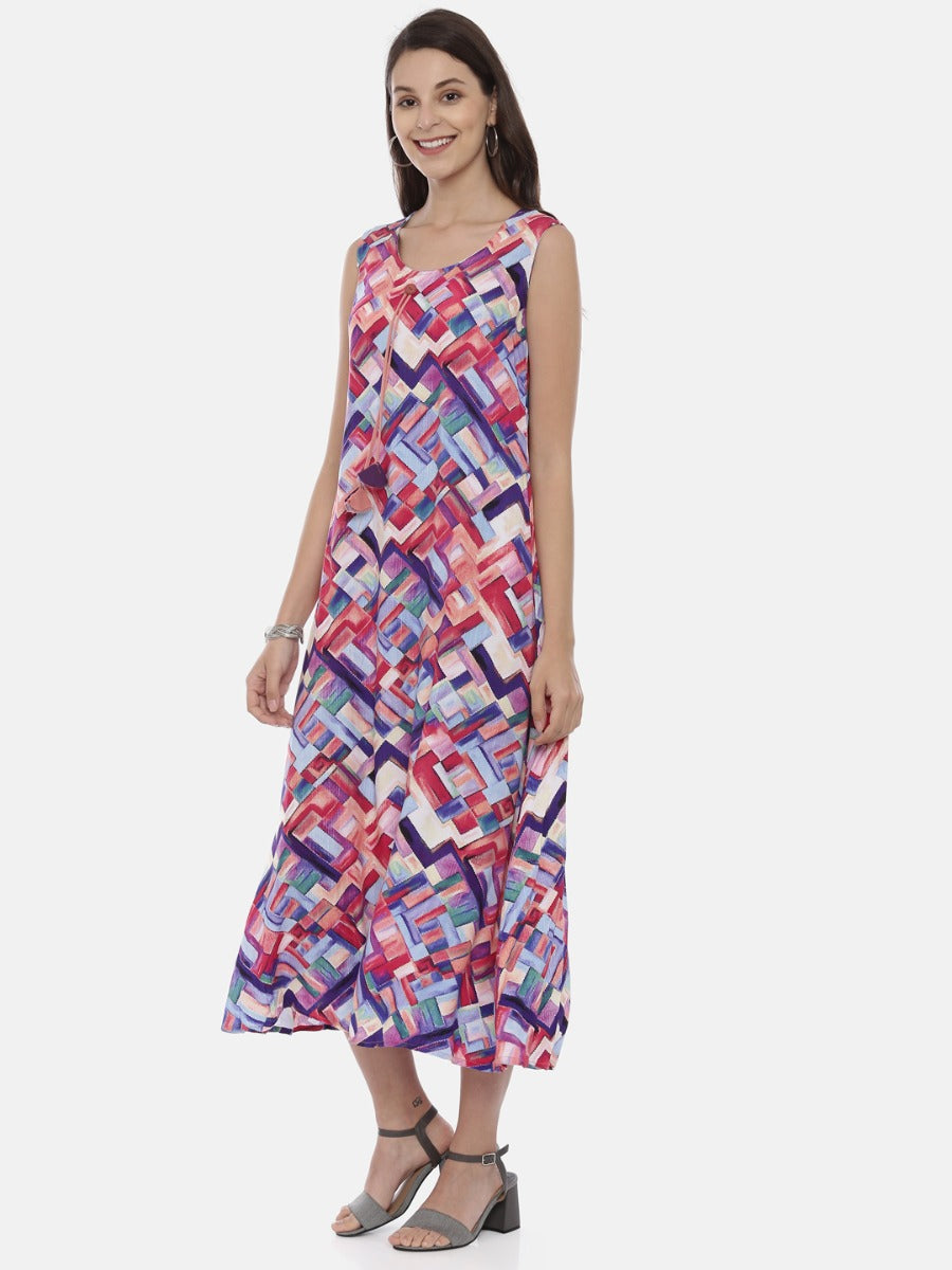 Neerus Orange printed A-Line kurta - side view