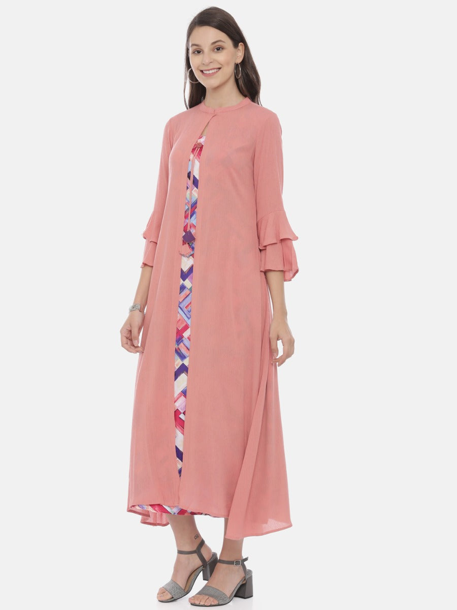 Neerus Orange printed A-Line kurta - detail view 1