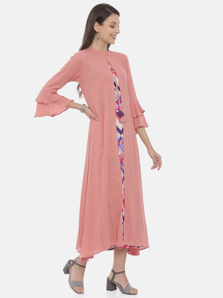 Neerus Orange printed A-Line kurta - detail view 3