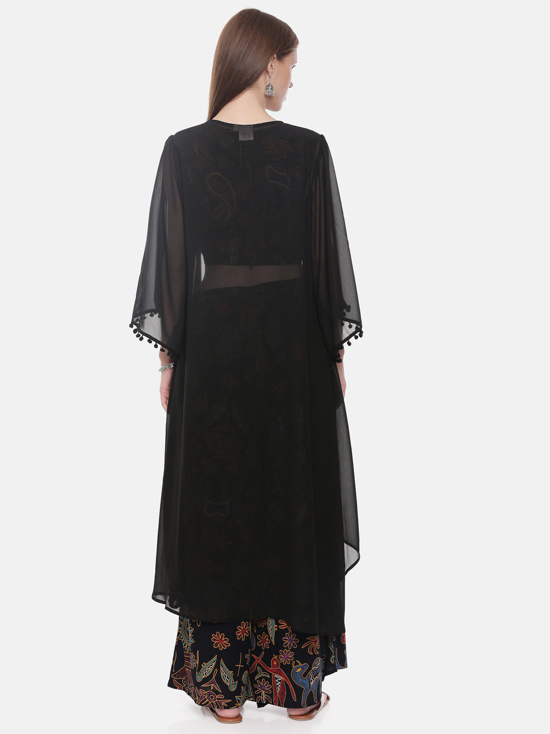 Neerus Black rayon solid kurti crop-top - detail view 2