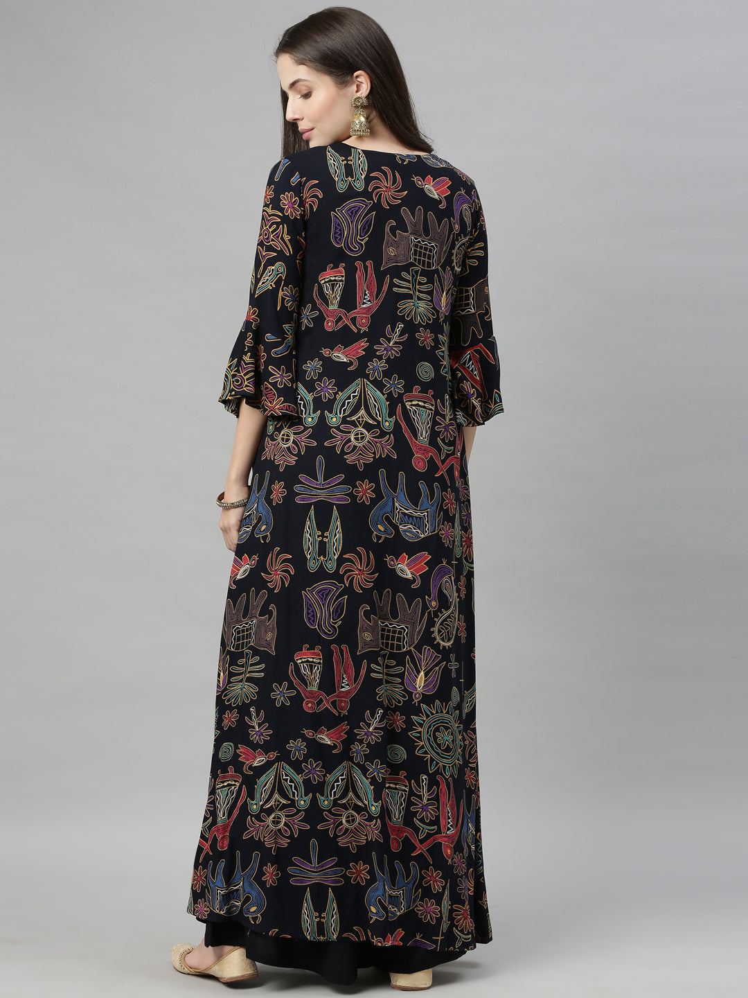 Neerus Black rayon solid kurti - detail view 6
