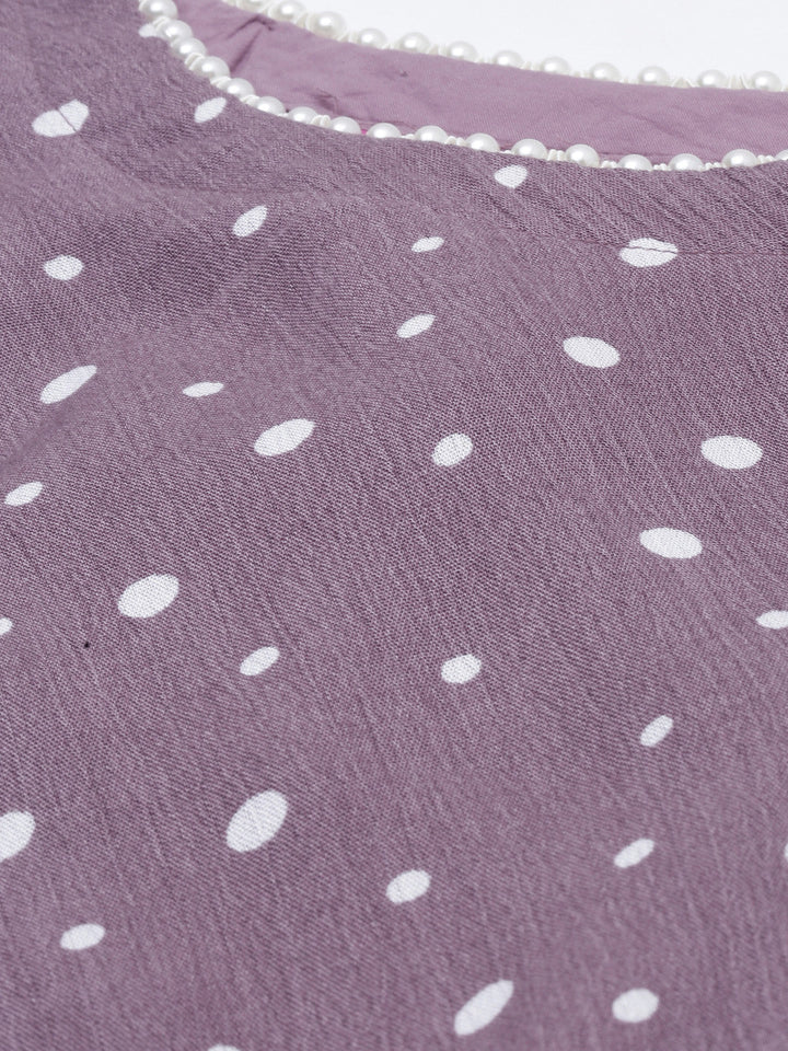 Neerus Purple chiffon solid dress - side view