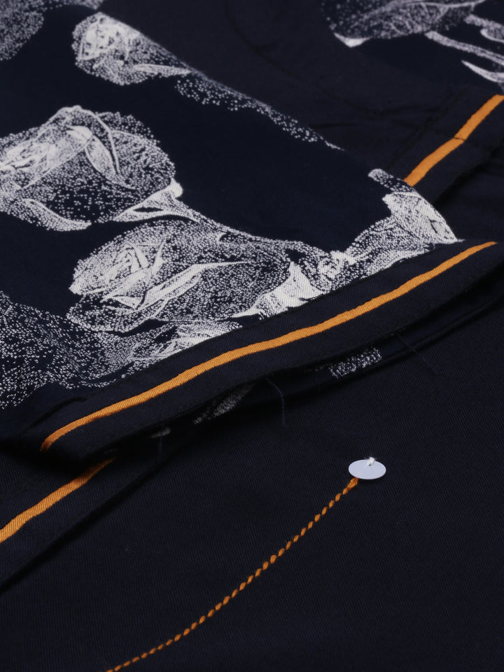 Neerus Blue printed high-low kurta - detail view 1