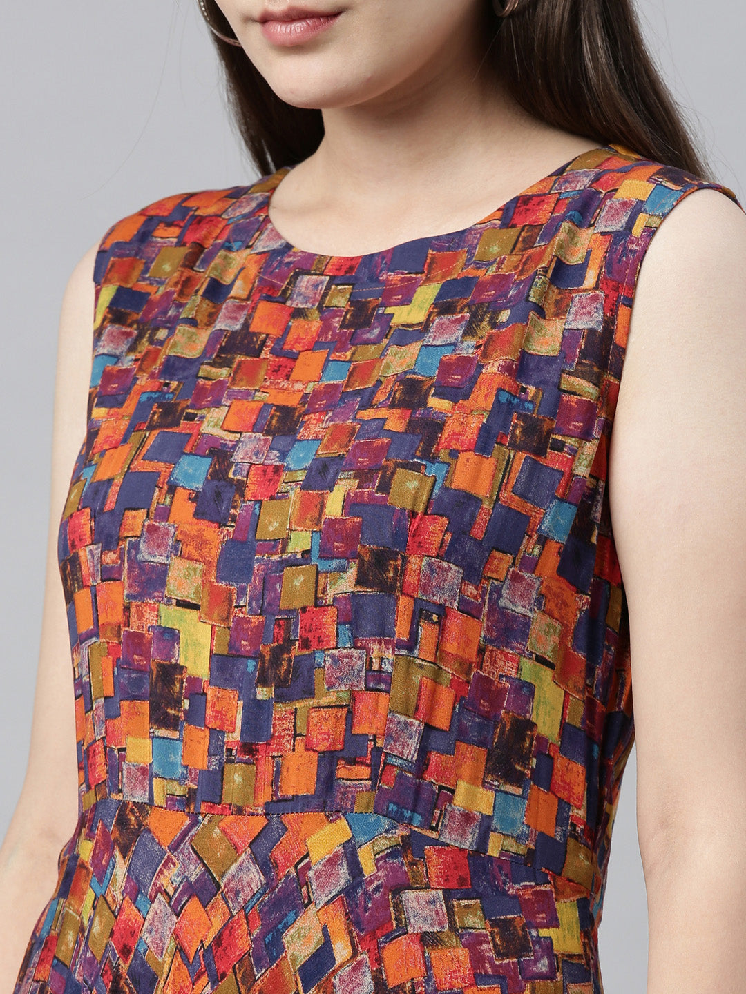 Neerus Yellow embroidered straight kurta - side view