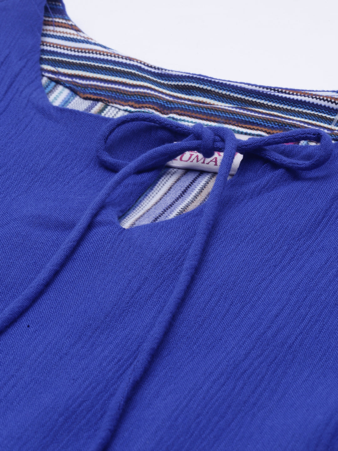 Neerus Blue chiffon straight kurti - side view