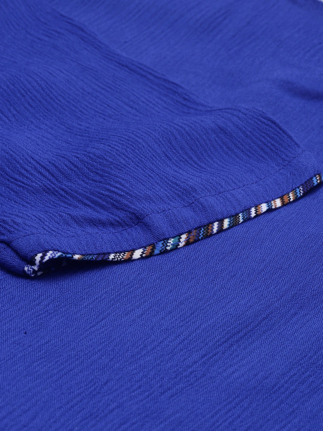 Neerus Blue chiffon straight kurti - detail view 1