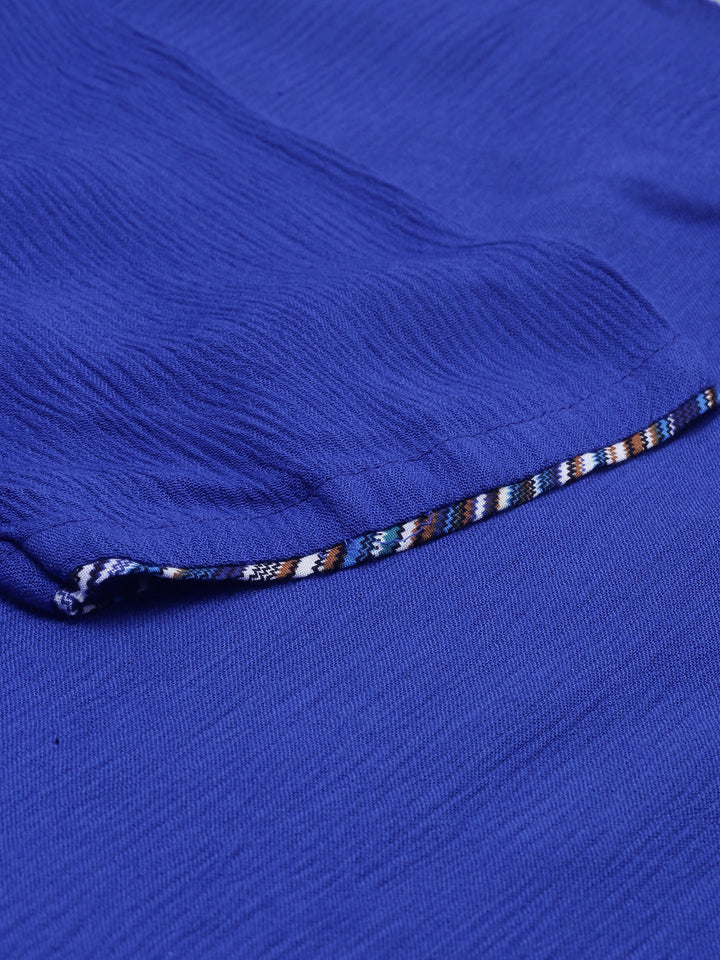 Neerus Blue chiffon straight kurti - detail view 1