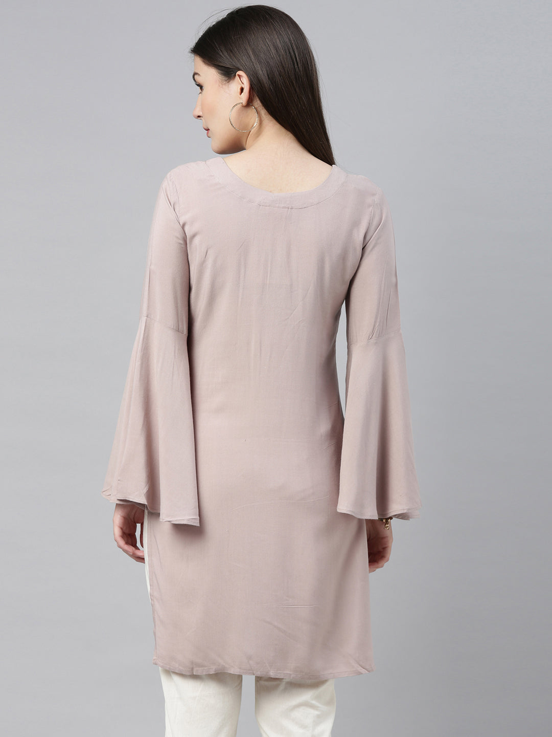 Neerus Beige rayon palazzo set - detail view 4