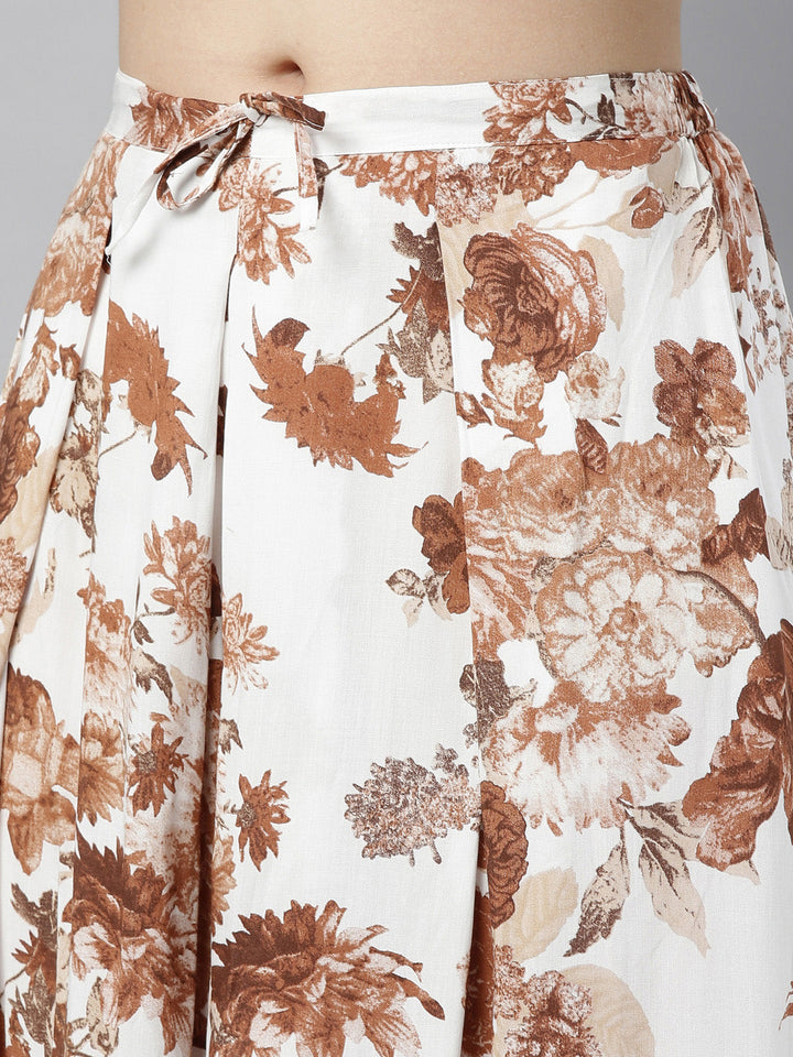 Neerus Brown embellished kurta set with palazzo - detail view 5