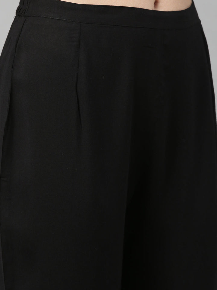 Neerus Yellow rayon solid palazzo set - detail view 6