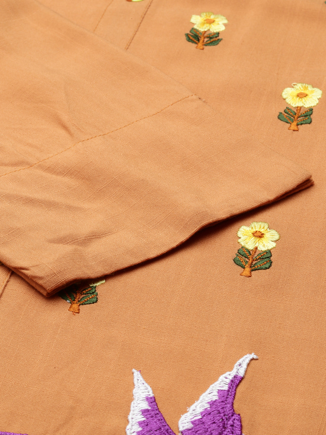 Neerus Yellow Rayon Embroidered Kurta - detail view 3